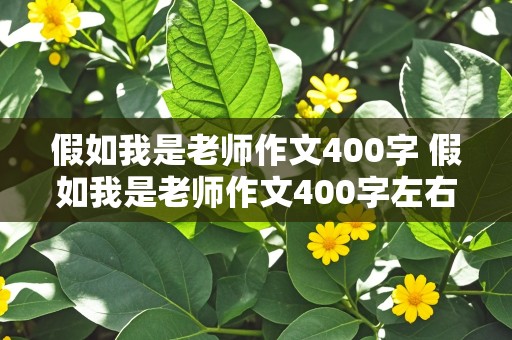 假如我是老师作文400字 假如我是老师作文400字左右四年级