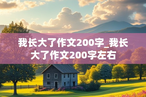 我长大了作文200字_我长大了作文200字左右