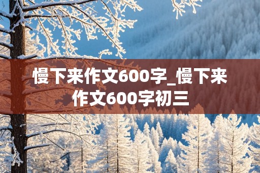 慢下来作文600字_慢下来作文600字初三