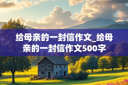 给母亲的一封信作文_给母亲的一封信作文500字