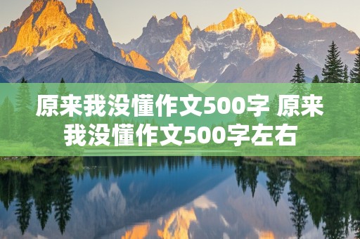 原来我没懂作文500字 原来我没懂作文500字左右