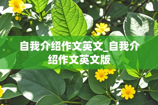 自我介绍作文英文_自我介绍作文英文版