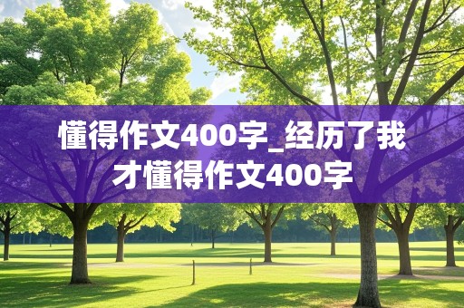 懂得作文400字_经历了我才懂得作文400字