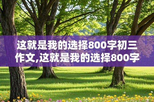 这就是我的选择800字初三作文,这就是我的选择800字初三作文怎么写