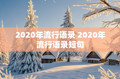 2020年流行语录 2020年流行语录短句