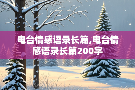 电台情感语录长篇,电台情感语录长篇200字