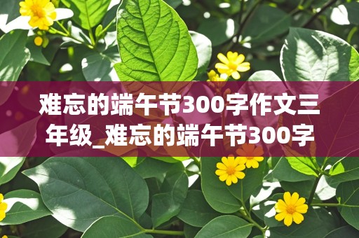 难忘的端午节300字作文三年级_难忘的端午节300字作文三年级作文