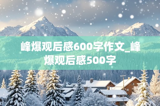 峰爆观后感600字作文_峰爆观后感500字