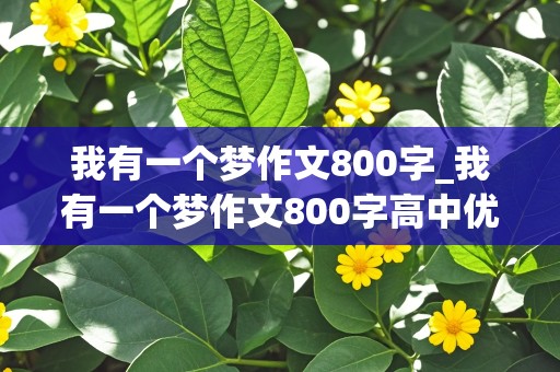 我有一个梦作文800字_我有一个梦作文800字高中优秀范文