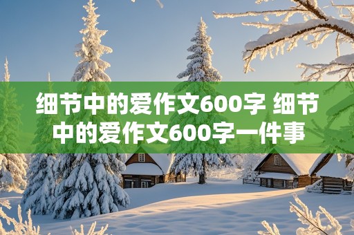 细节中的爱作文600字 细节中的爱作文600字一件事