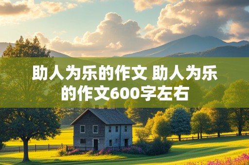 助人为乐的作文 助人为乐的作文600字左右