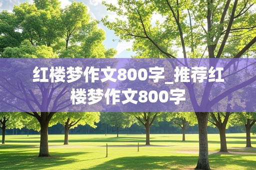 红楼梦作文800字_推荐红楼梦作文800字