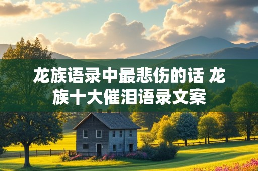 龙族语录中最悲伤的话 龙族十大催泪语录文案